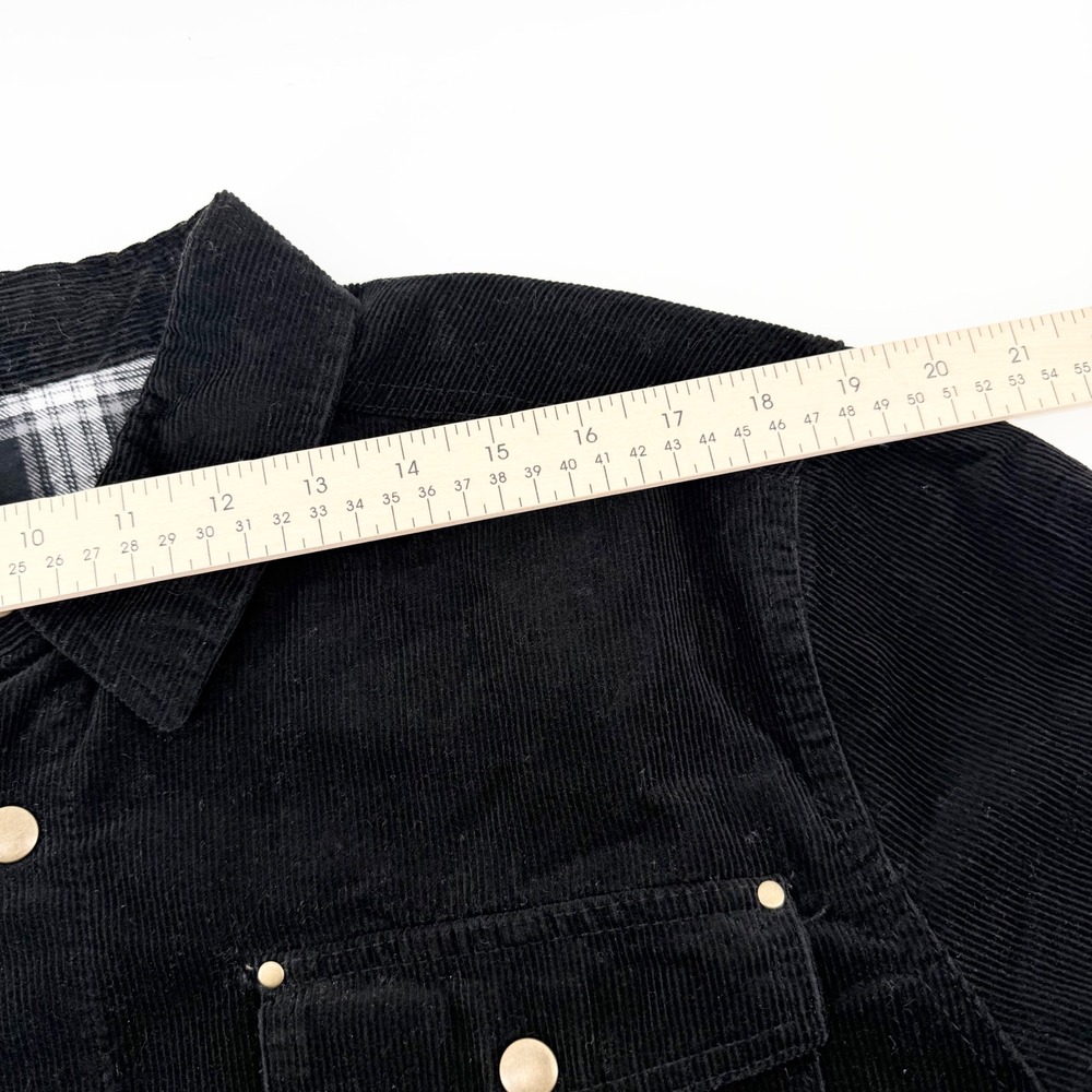 Mountain & Isles Men M Black Corduroy Shirt Jacket Plaid Flannel Lined Shacket - Picture 6 of 9